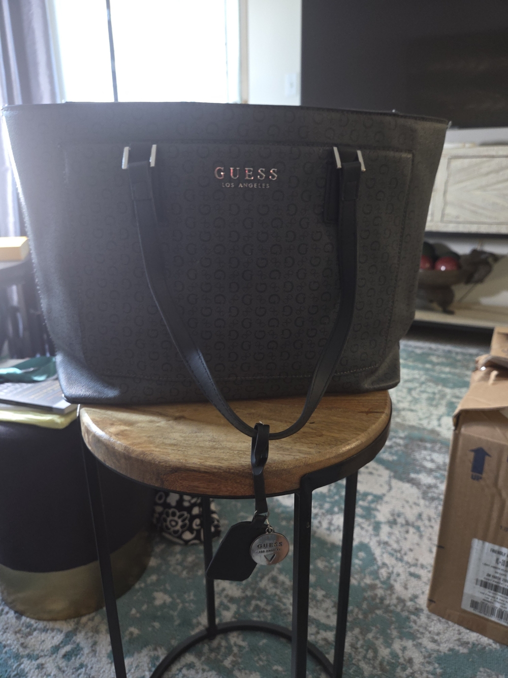 GUESS Los Angeles Black Logo Tote